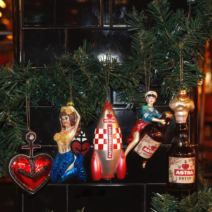 ASTRA Weihnachtsbaumanhänger, Christbaumschmuck Anhänger aus Glas, Herzanker, Weihnachten auf St. Pa