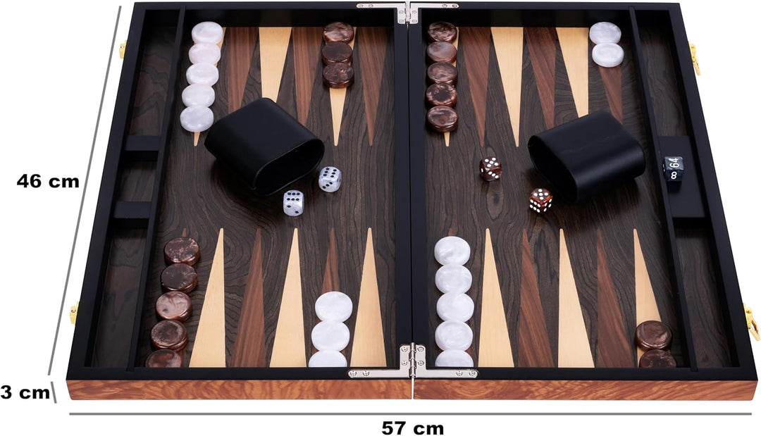 Engelhart- 250541 - Luxus-Backgammon 18 Zoll – Rosenholzfurnier, lackiert 18 Zoll Rosenholz, 18 Zoll