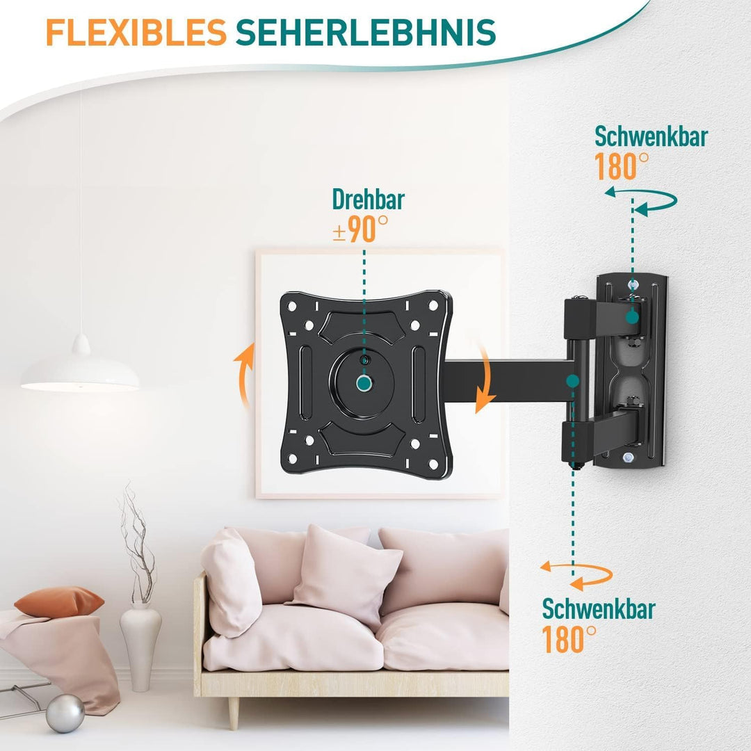 ELIVED Monitor Wandhalterung Schwenkbar Neigbar für die meisten 14-30 Zoll Bildschirme bis 15kg, Max