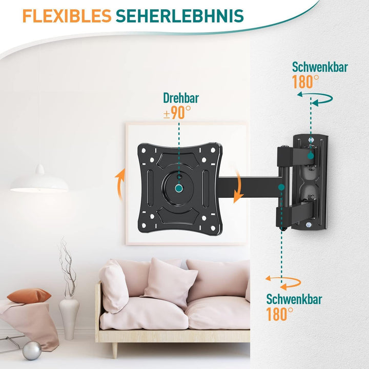 ELIVED Monitor Wandhalterung Schwenkbar Neigbar für die meisten 14-30 Zoll Bildschirme bis 15kg, Max
