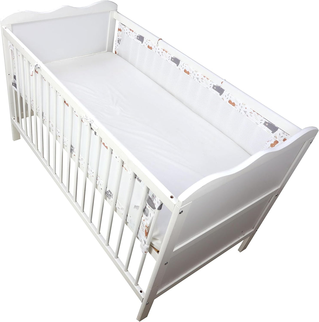 TupTam Gitterstäbe Schutz Netz Babybett Nestchen 3D Mesh 2er Pack, Farbe: Wilde Tiere, Grösse: ca. 1