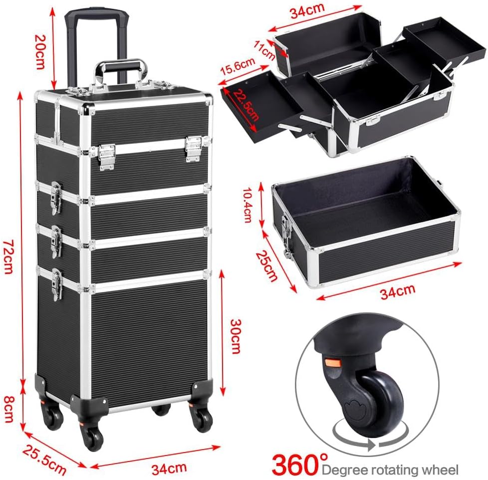 Yaheetech 4 in 1 Kosmetikkoffer gross Schminkkoffer Kosmetikorganiser Multikoffer Schmuckkoffer Fris