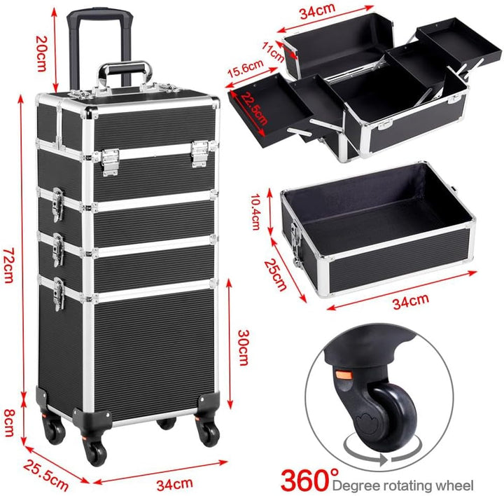 Yaheetech 4 in 1 Kosmetikkoffer gross Schminkkoffer Kosmetikorganiser Multikoffer Schmuckkoffer Fris