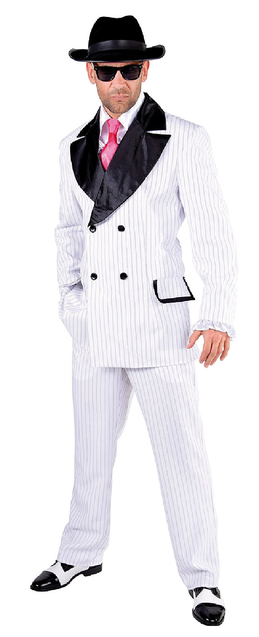 M217206-L weiss Herren Gangster-Mafia-Ganoven Kostüm Gr.L L=56 Masstabelle beachten Mehrfarbig, L=56