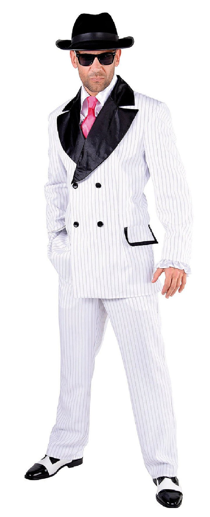 M217206-L weiss Herren Gangster-Mafia-Ganoven Kostüm Gr.L L=56 Masstabelle beachten Mehrfarbig, L=56