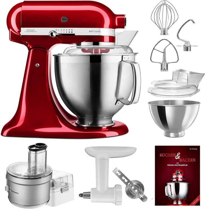 KitchenAid Küchenmaschine Artisan - P24 Food Processor Set Spezial 185er (K) - 5KSM185PSECA inkl. Fo