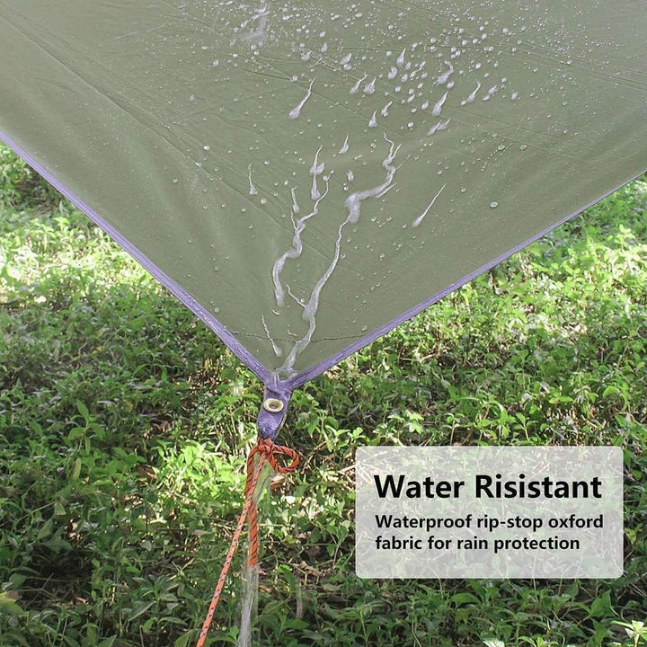 Unigear Tarp 3x3 3x4 3x5 4x4 wasserdicht, Zeltplane für Hängematte mit Ösen + 6/8 Erdnägel + 6/8 Sei