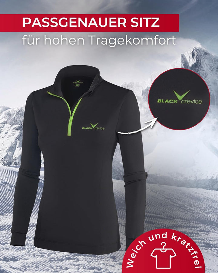Black Crevice Damen Skirolli, schwarz/grün, 38