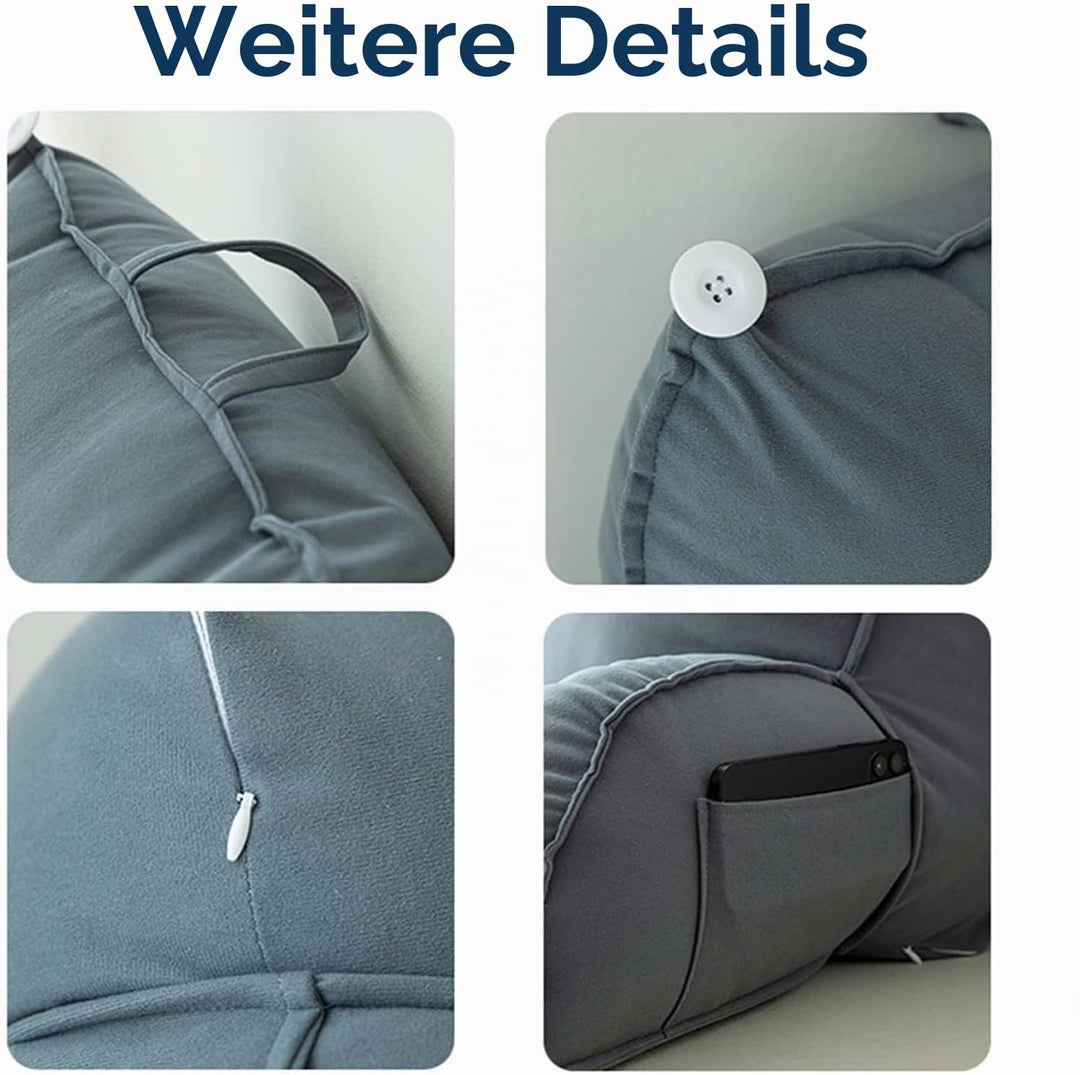 Lesekissen,Rückenlehne Kopfkissen,Bettruhe Kissen mit Armlehnen,Mit Waschbarem Bezug,Perfekt für Rüc