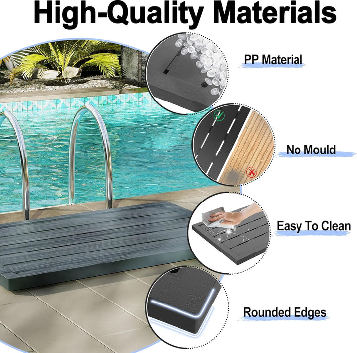 UISEBRT WPC Bodenelement Solardusche Garten Bodenplatte für Gartendusche Pooldusche Poolleiter Outdo