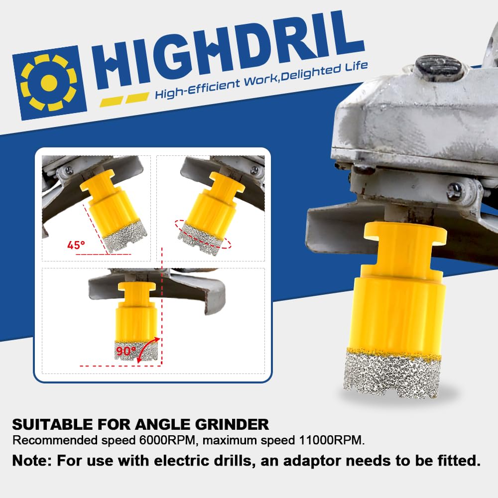 HIGHDRIL Diamant Bohrkrone - 55mm Lochsäge Fliesen M14 Gewinde für Porzellan Fliese Keramik Granit M