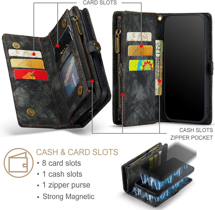 UFinetech 2-in-1 iPhone 11 Hülle Tasche Design Flip TPU Bumper Leder Abnehmbar Flexibel Magnetische