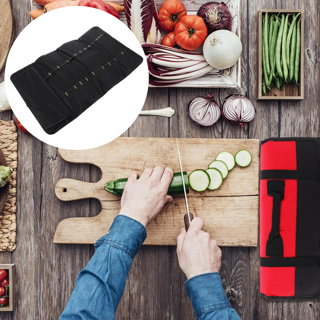 Hemoton Chefs Knife Rolltasche mit 22 Schlitzen, Messer, Besteck, tragbar, für Zuhause, Küchenutensi