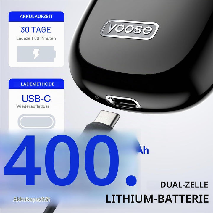 yoose MINI Rasierer Herren elektrisch, Elektrorasierer Herren aus Legierung, IPX7 wasserdicht elektr