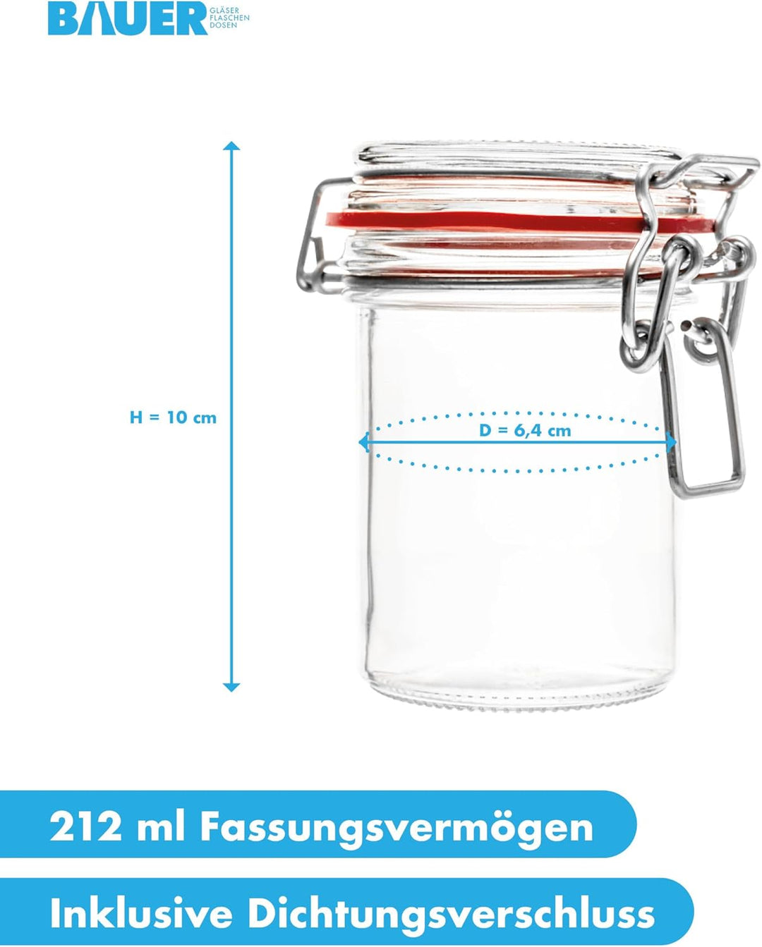 Flaschenbauer - 12 Drahtbügelgläser 212 ml, verwendbar als Einmach- und Fermentierglas, zur Aufbewah