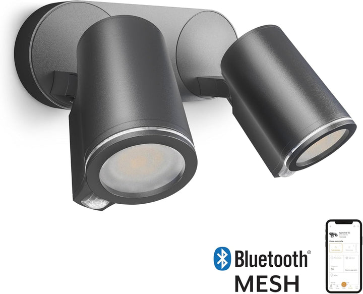 Steinel LED-Strahler Spot DUO SC anthrazit, mit 90° Bewegungsmelder, vernetzbar, per App bedienbar,