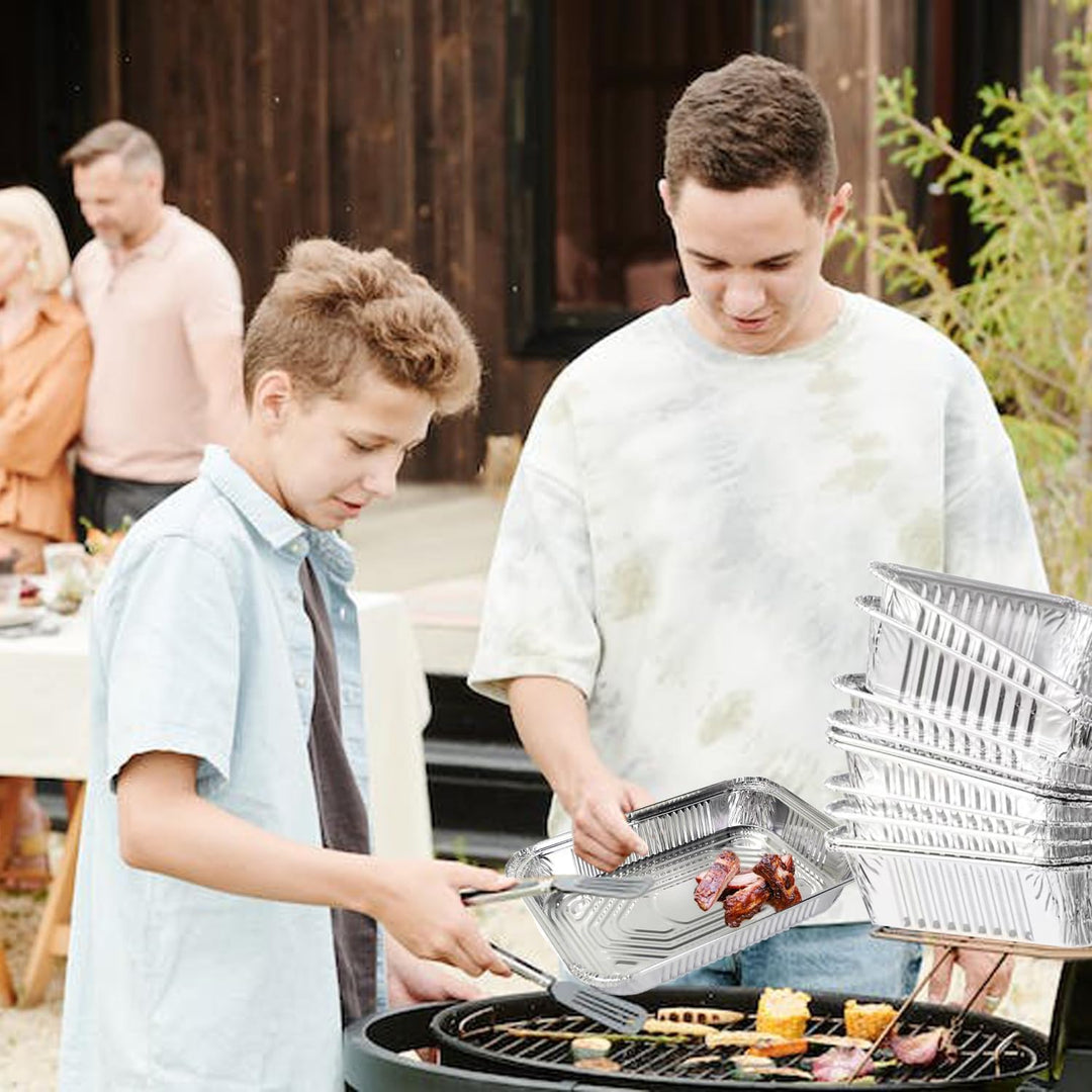 Xinfuquan Alu grillschalen Grossformat,Aluschalen mit deckel,Grill Aluschalen 20Stück-2200ml/Einweg