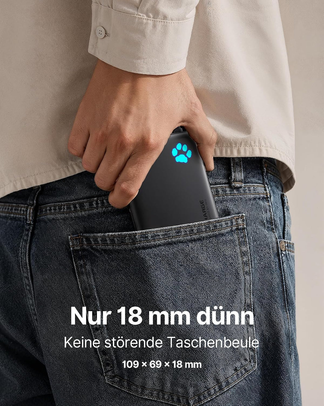 INIU 45W Power Bank, Mini-Grösse 10000mAh PowerBank mit Integriertem USB-C Kabel, Schnellladen Exter
