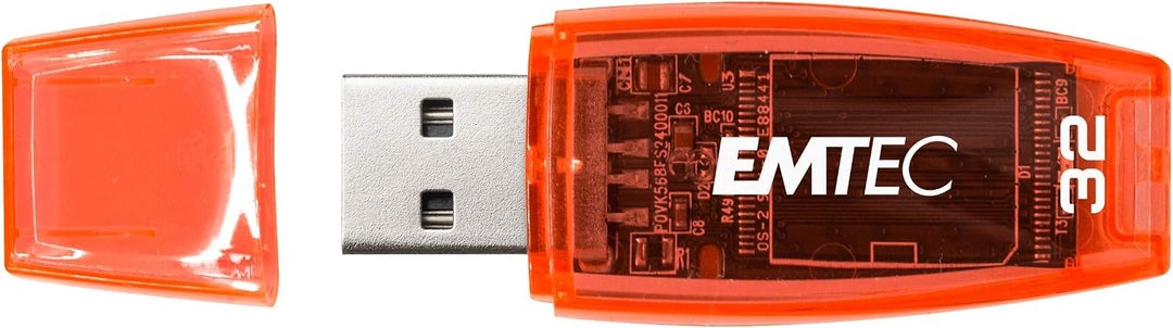 Emtec C410 32GB USB-Stick USB 2.0 Transparent Neon - 2er Pack (Orange Gelb) Pack de 2 (32 Go), Pack
