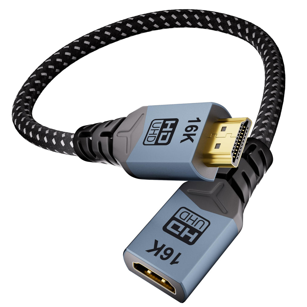 16K Geflochtenes HDMI Verlängerungskabel 0.5M, Ultra High Speed 96Gbps, 8K@120Hz 4K@240Hz/480Hz Stec