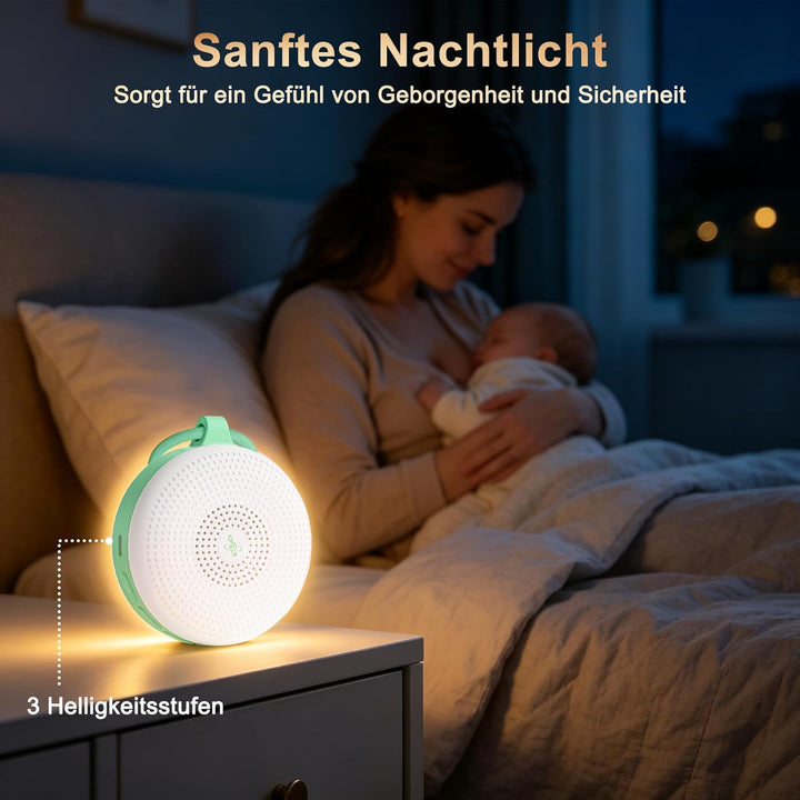 White Noise Machine Baby mit Nachtlicht, einschlafmusik mit 30 Sounds, Weisses Rauschen Gerät für Ne