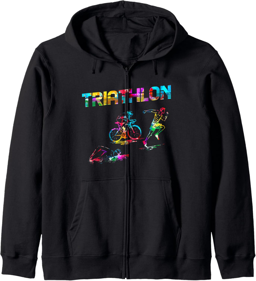 Bunter Triathlon Schwimmen Radfahren Laufen Sportler Kapuzenjacke
