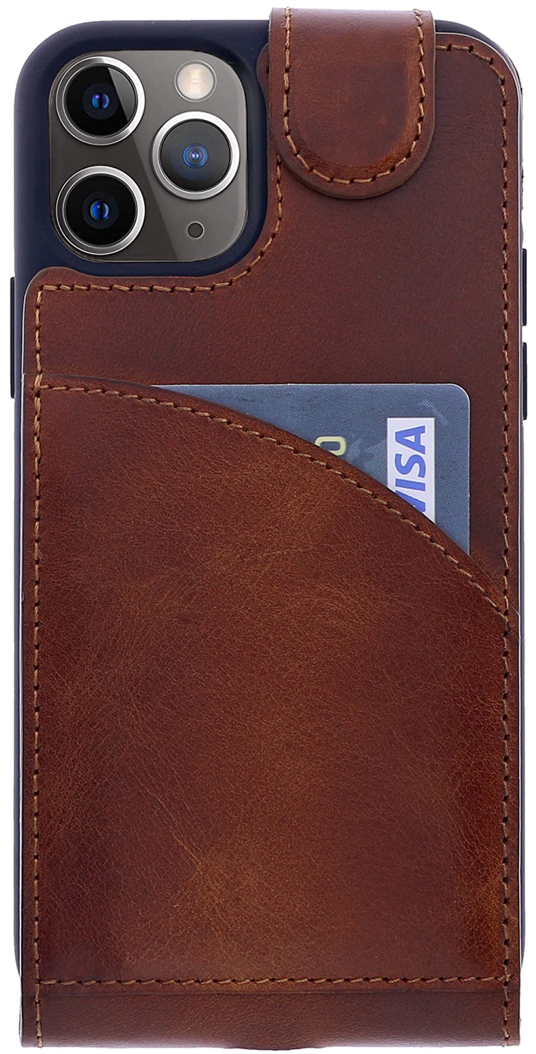 Burkley Flip Case Handyhülle für iPhone 14 Plus - Handytasche aus echtem Rindsleder, 360° Schutz mit