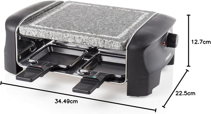 Princess Raclette Grill für bis zu 4 Personen - mit Steingrill und regelbarer Heizstufen, 600 Watt,