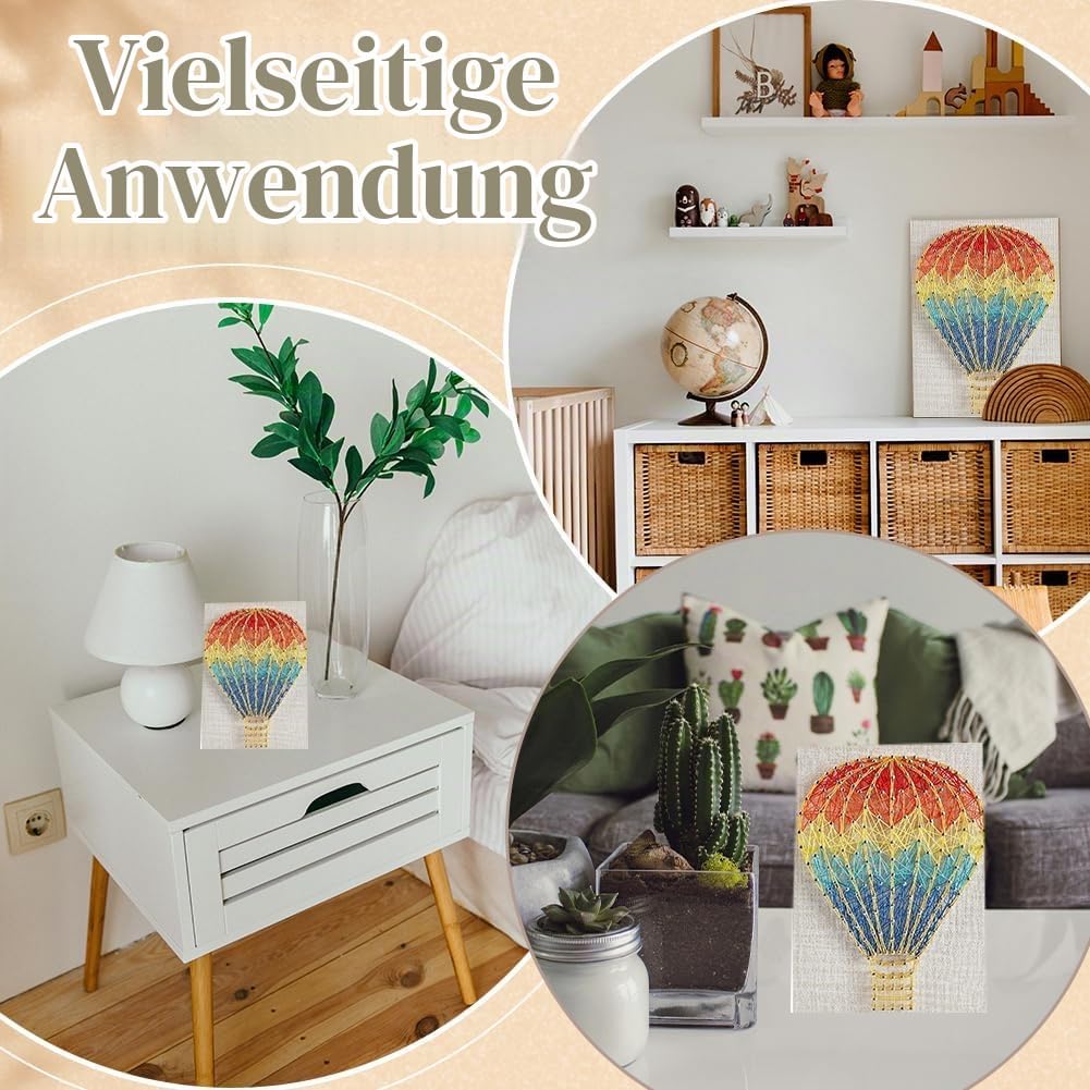 WEBEEDY String Art Kit Für Anfänger, Erwachsene Und Kinder, Handgefertigt Heissluftballons 3D Heissl