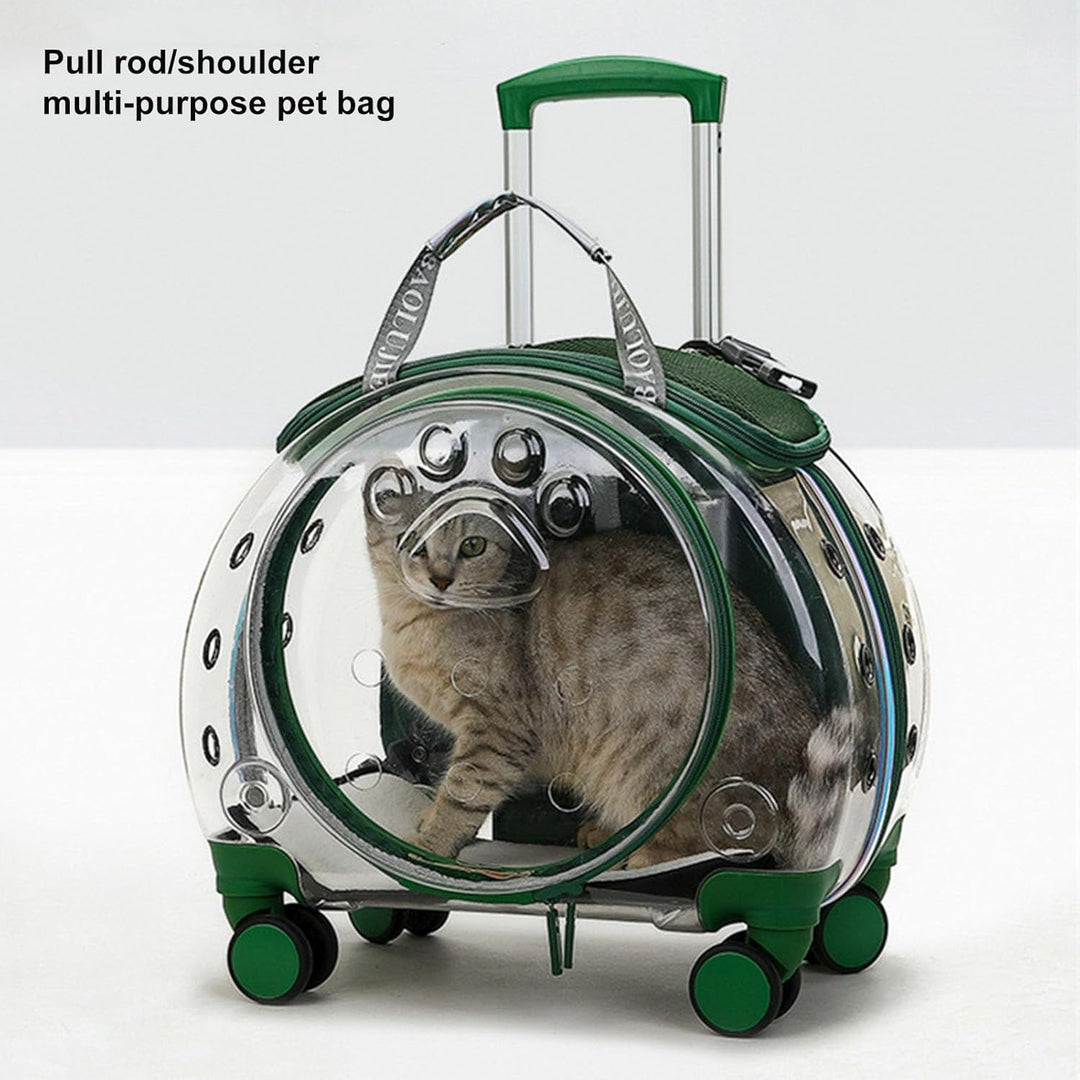 Rollbarer Katzentransportkorb, Haustiertransportkorb mit Rädern, Hartschalen-Katzentransportkorb, fü