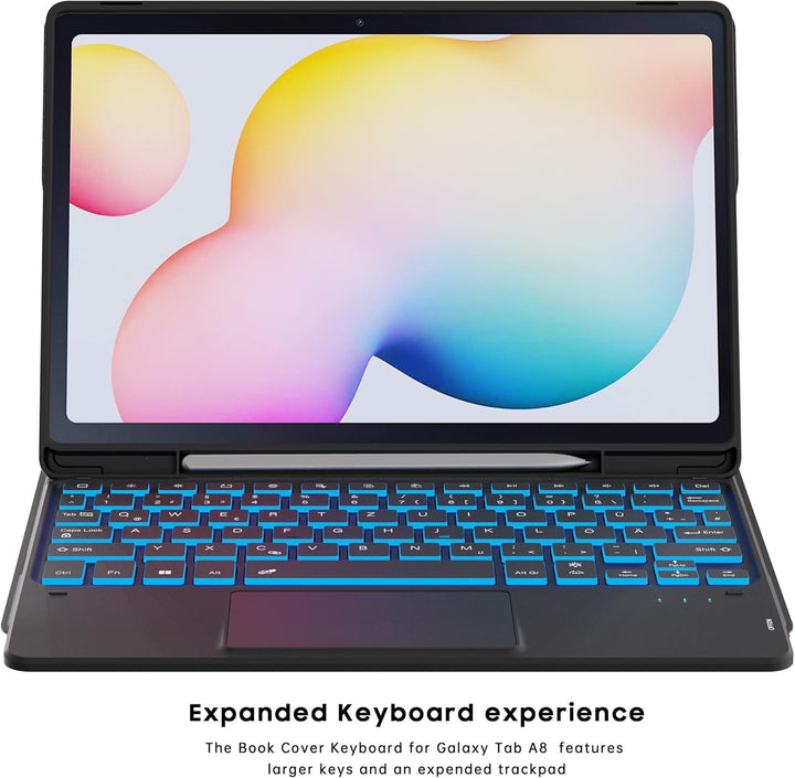 für Samsung Galaxy Tab S6 Lite 10,4 Zoll 2024/2022/2020 Hülle mit Tastatur QWERTZ : 7-Farbige Beleuc