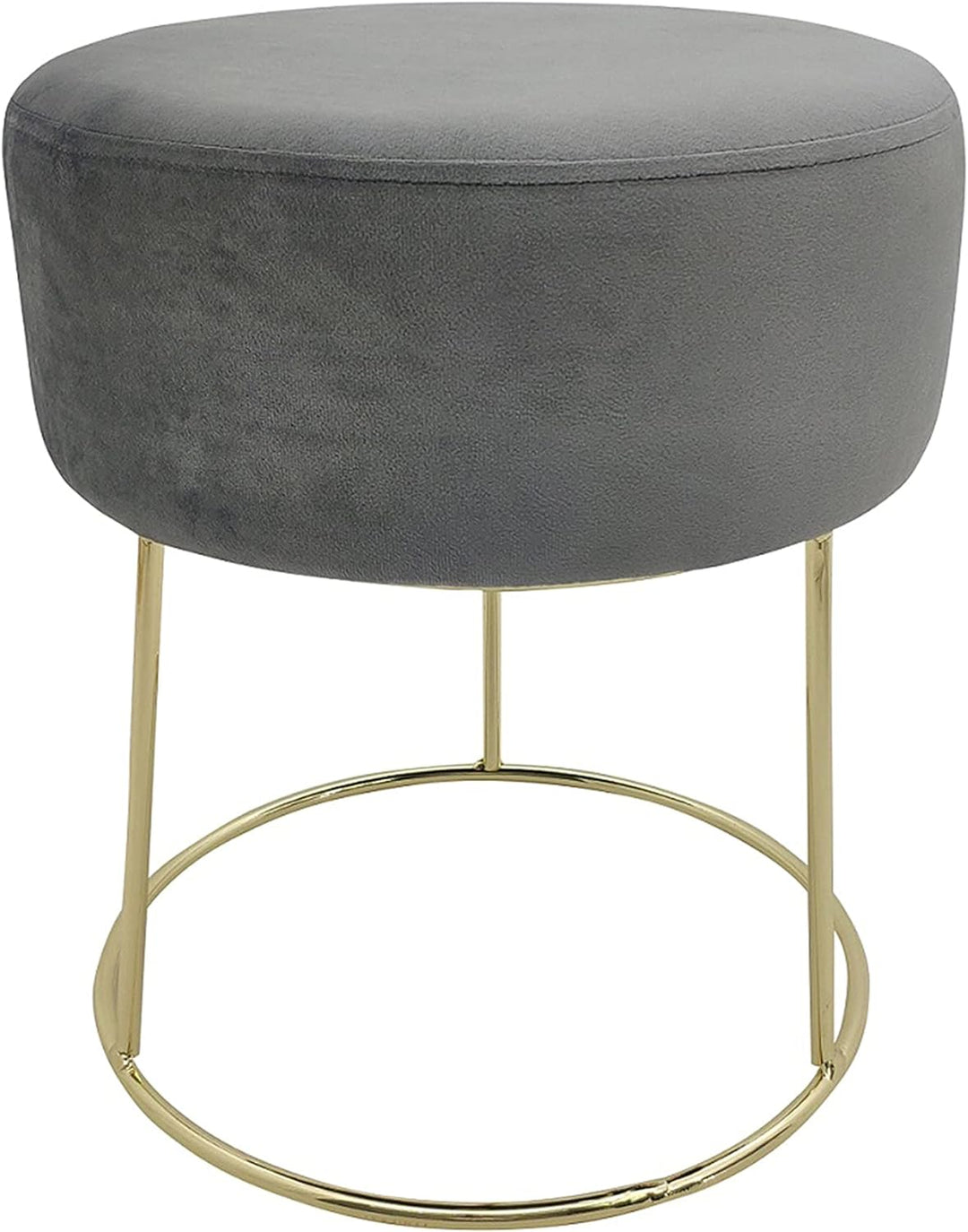 ECHTWERK runder Sitzhocker Marilyn, Polsterhocker aus Samtstoff, Schminkhocker mit Metallbeinen in G