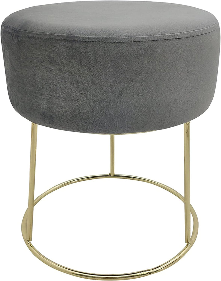 ECHTWERK runder Sitzhocker Marilyn, Polsterhocker aus Samtstoff, Schminkhocker mit Metallbeinen in G