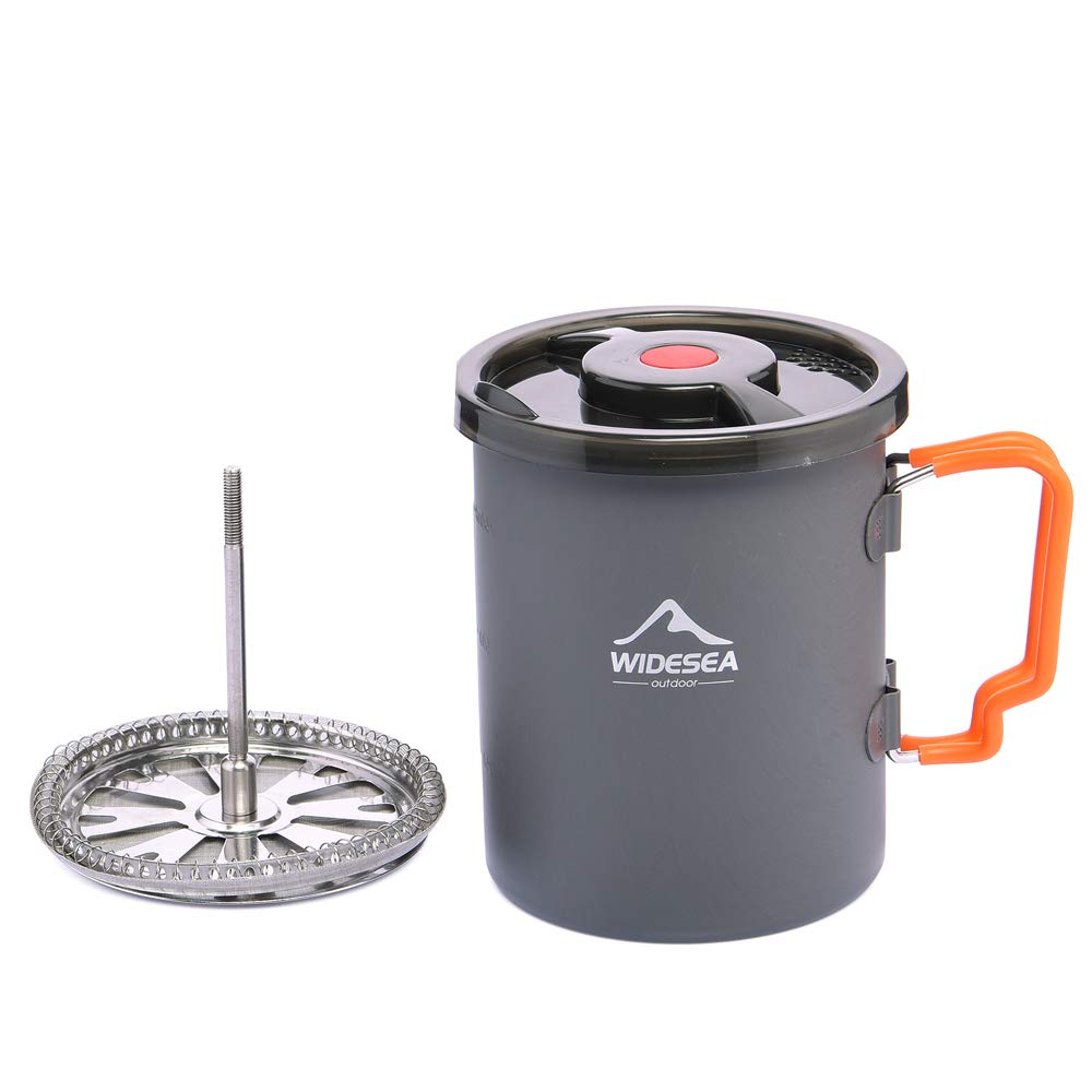 widesea Camping Kaffeebereiter mit French Press Kaffeekanne 750