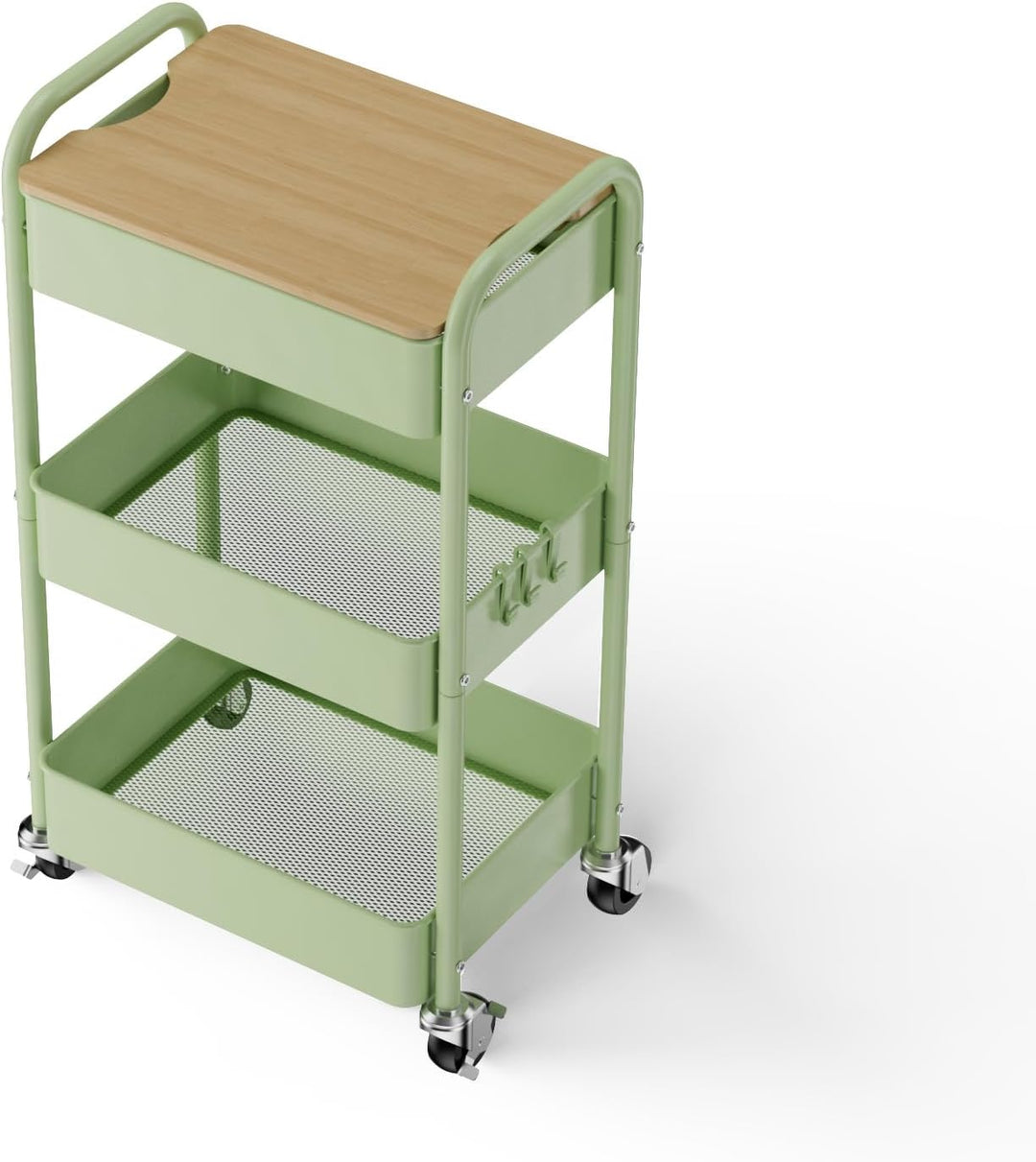 Shrivee 3-Tier Rollwagen mit Tischplatte, Servierwagen, rollender Allzweckwagen aus Metall, Regal au