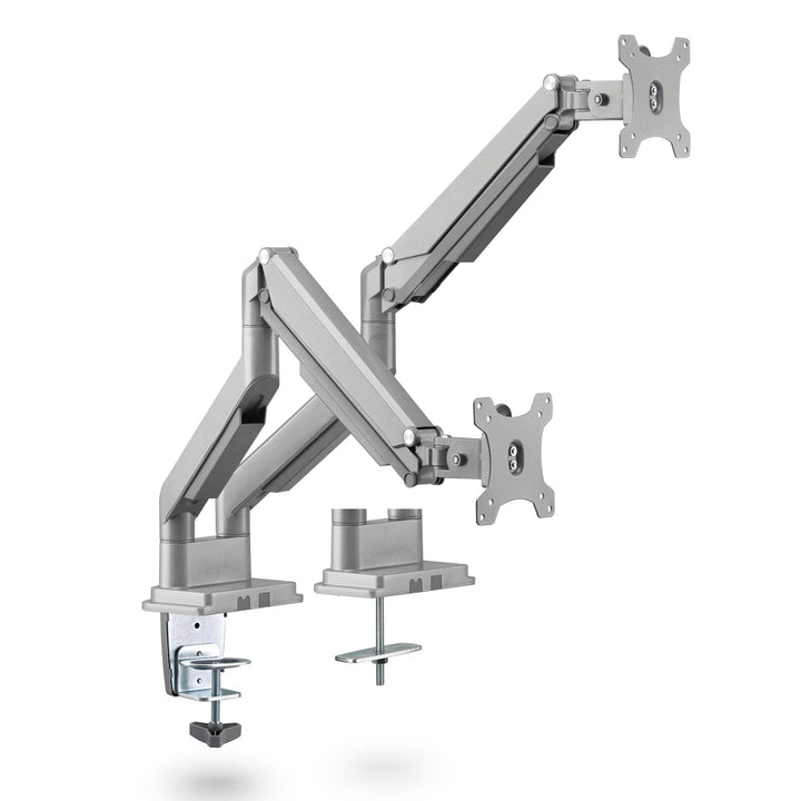 Ergolutions® Dual Gasdruck Monitorarm Silber - Höhenverstellbar, für 2 Monitore bis 32", VESA 75x75/