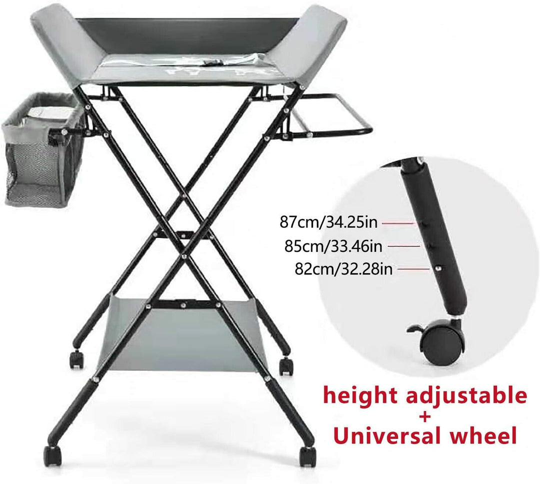 Wickeltisch Klappbar mit Sicherheitsgurt 80x63cm, 33 lbs Tragkraft & Stauraum - Mobile Wickelkommode