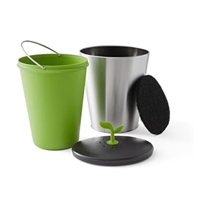 Chef'n EcoCrock Komposteimer, 3,3 Liter, Stahlgrau Stahlgrau Komposttonne, Stahlgrau Komposttonne
