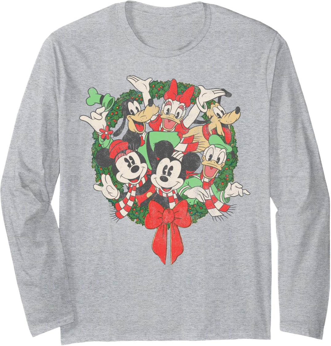 Disney Mickey And Friends Christmas Group Shot Wreath Langarmshirt