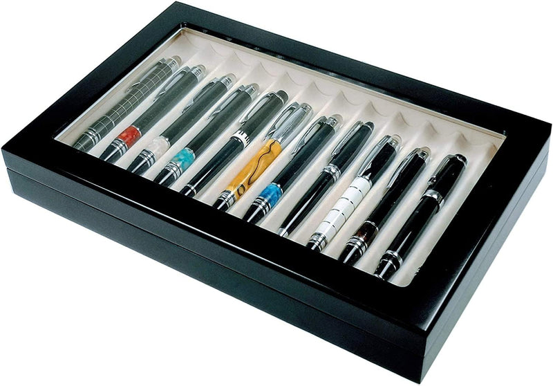 Stifthalterbox, 12 Füller Anzeigebox Vitrine Stiftebox Holz Kugelschreiber Federhalter Display Box S