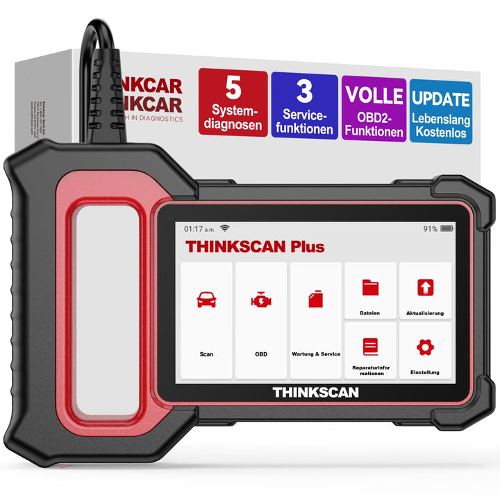 thinkcar OBD2 Diagnosegerät, ThinkScan Plus S4 Diagnosegerät Auto Mit 5 Systemdiagnosen(ECM+ABS+SRS+