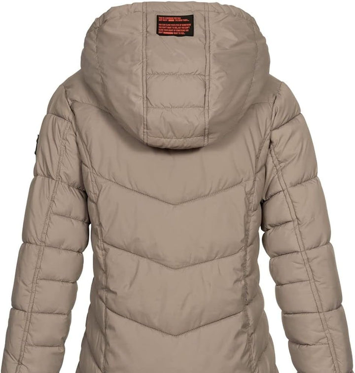 Sublevel Damen Jacke Steppmantel LSL-412 mit gefütterter Kapuze L Light Mud Brown, L Light Mud Brown