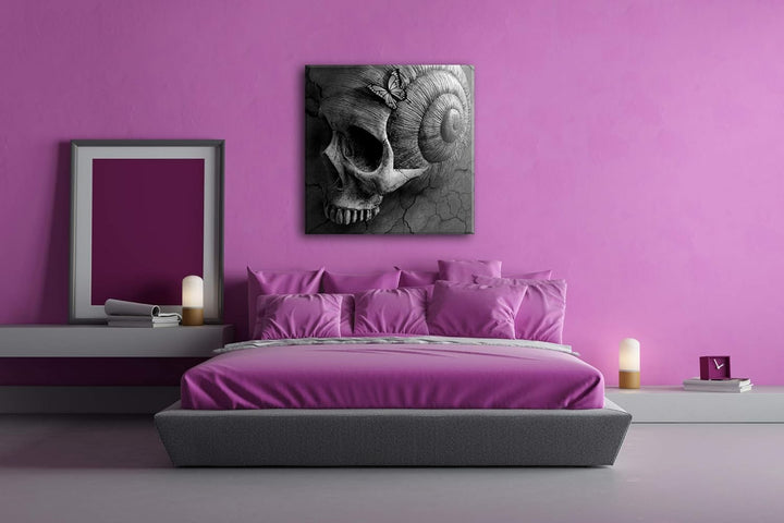 deyoli Mystischer Totenschädel Format: 60x60 Effekt: Schwarz&Weiss als Leinwandbild, Motiv fertig ge