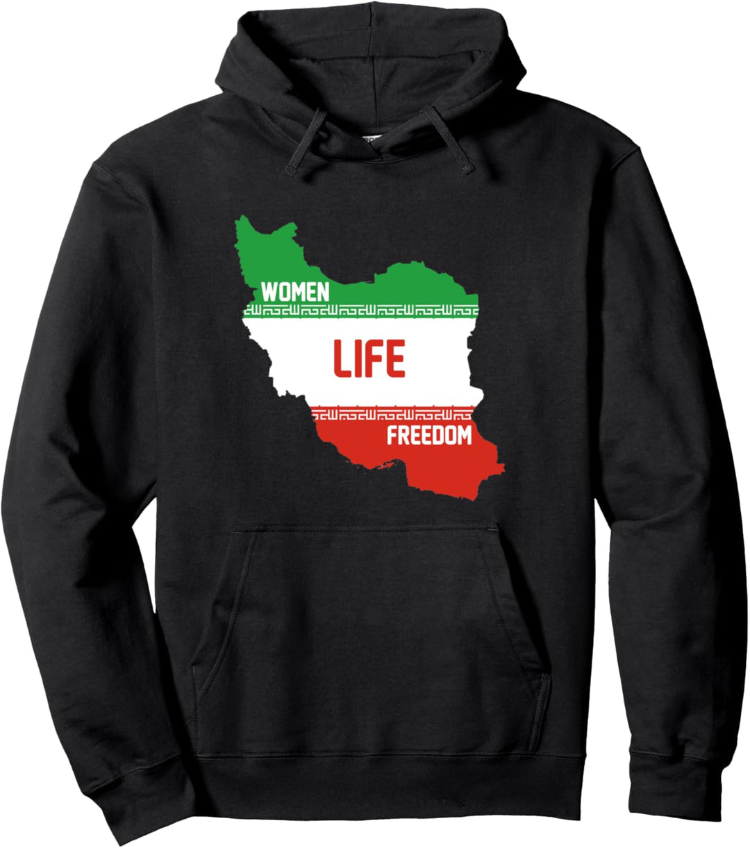 WOMEN LIFE FREEDOM, Cute Iranian Flag Women of Iran Pullover Hoodie