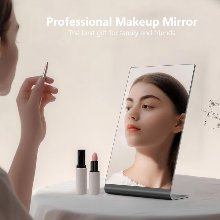 NEZZOE Rechteckiger Schminkspiegel für den Schreibtisch, 12 Zoll Aluminium Tischspiegel, Thekenspieg