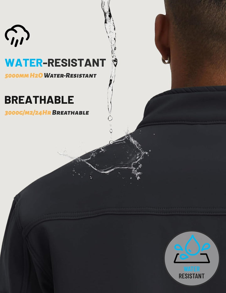 TACVASEN Herren Softshell Jacke Winddichte Warme Fleece Outdoorjacke Übergangsjacke mit Reissverschl