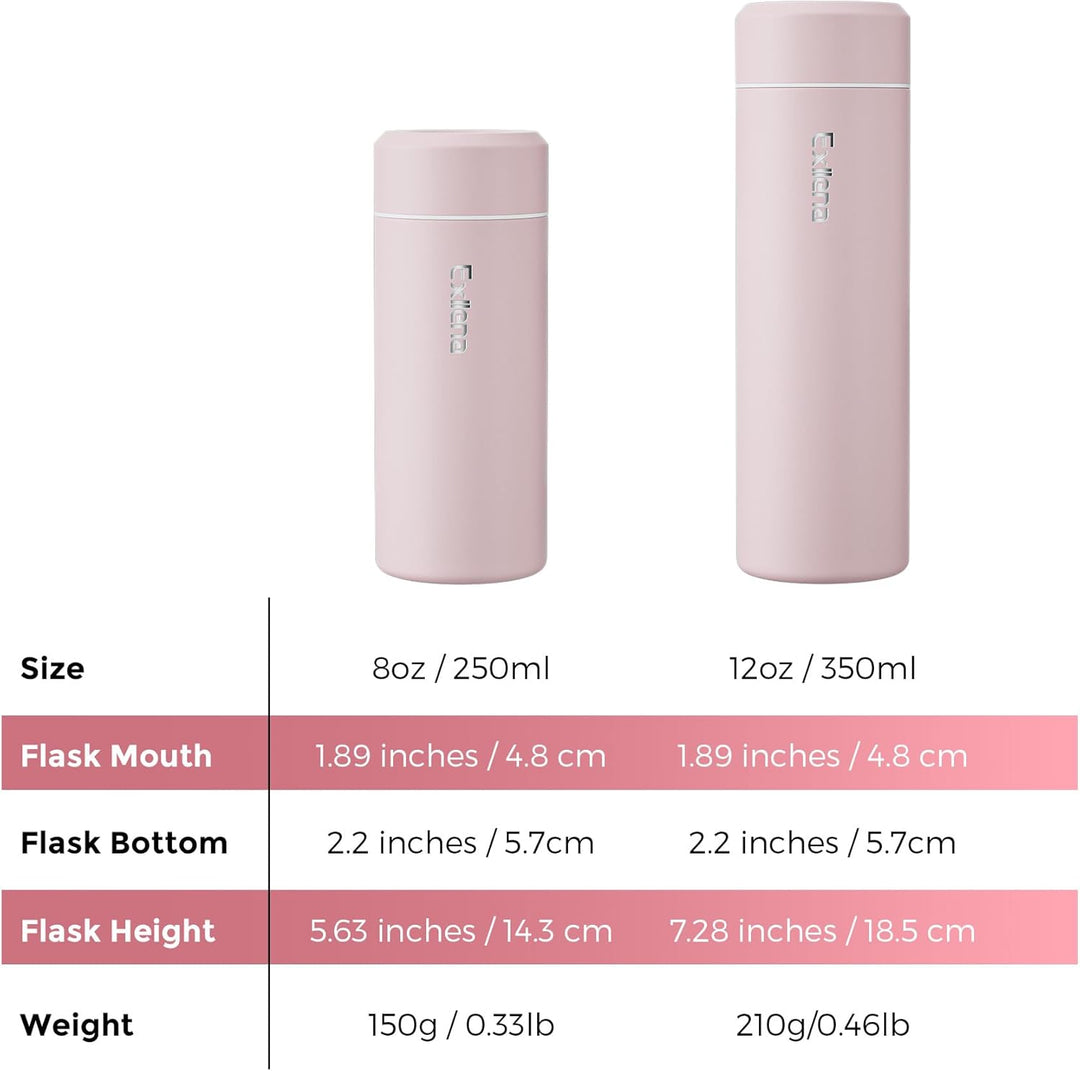【Upgrade-Version】Exllena Mini Thermosflasche 350ml mit Edelstahl-Deckel, Trinkflasche Klein Doppelwa