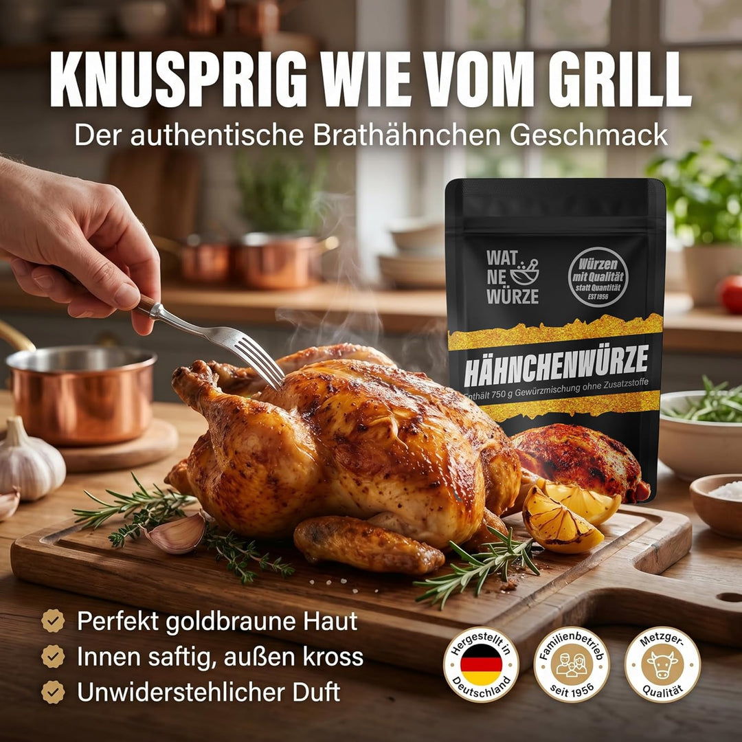 WAT NE WÜRZE Hähnchengewürz Chicken Rub 750 g | Gewürz für Brathähnchen, Chicken Wings, Hähnchen, Ga