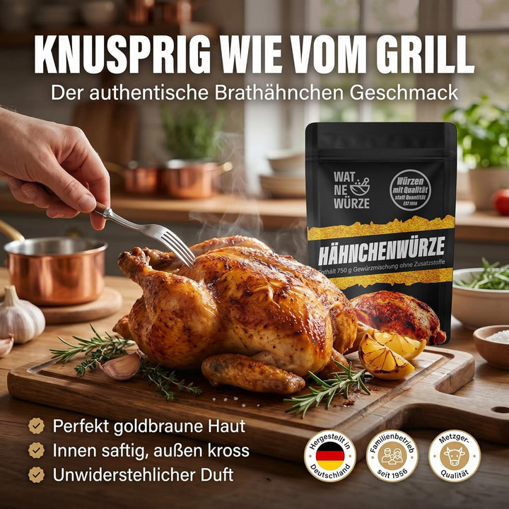 WAT NE WÜRZE Hähnchengewürz Chicken Rub 750 g | Gewürz für Brathähnchen, Chicken Wings, Hähnchen, Ga