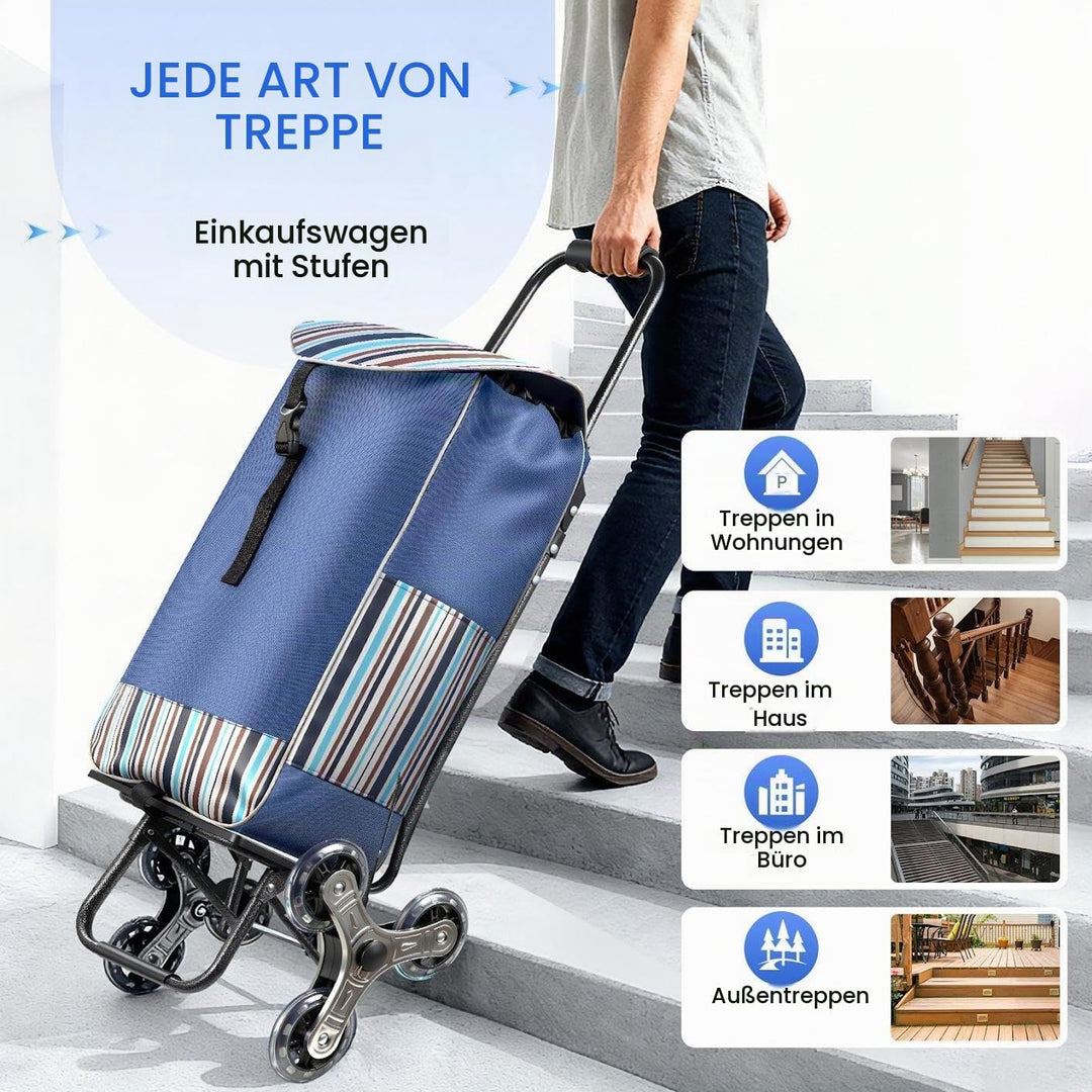 Teodute Shopping Trolley Stair Climber mit Klappsitz, 35L Capacity